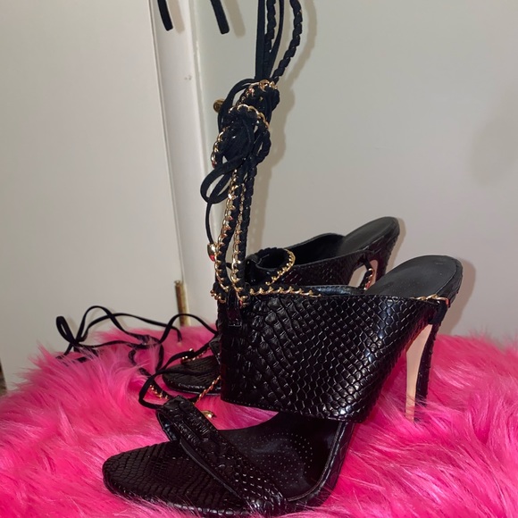 Ava Lace Up Heels (Black) - Picture 2 of 3